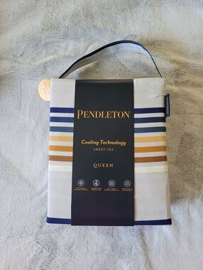 Pendleton Queen Sheet Set Cooling Technology Westland Stripe 17" Deep Pocket NEW